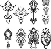 Decorative Black Line Mandala Components for Textile Patterns vector
