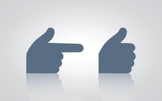 Hand gesture icons. finger pointing, with grey color, with a silver background vector