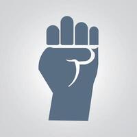 Raised fist hand, gesture hand signs, Hand gesture icons with a silver abstract background vector
