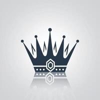 Unique royal crown icons and sign art, with grey color, a silver background vector