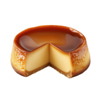 Delicious Argentine flan with rich caramel sauce on a pristine surface png