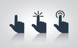 Clicking and browsing gesture hand signs, Hand gesture icons with a silver abstract background vector