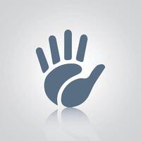 Hand gesture icons. stop hand sign, full palm signs with grey color vector