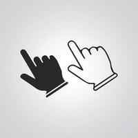 Cursor finger icon right hand also outlined with black color, hand gesture, with a silver background vector