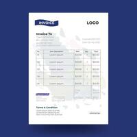 Minimal Corporate Business Invoice Design Template. Print ready invoice template for your business vector