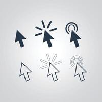 Set of flat modern cursor icons, mouse icons, actions with silver background vector