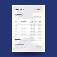Minimal Corporate Invoice Design Template. Print ready invoice template for your business vector