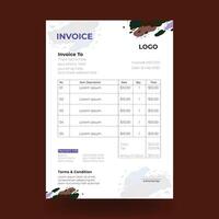 Minimal Corporate Business Invoice Design Template. Print ready invoice template vector