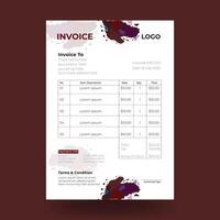 Minimal Corporate Invoice Design Template. Print ready invoice template vector