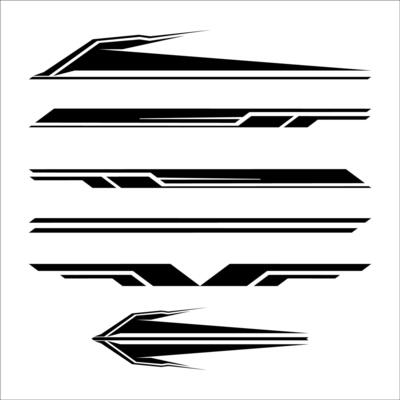 Set of simple car stripes Car race stripes. Racing stripes sticker design. Graphic sport decal vinyl element. Automobile Racing design.