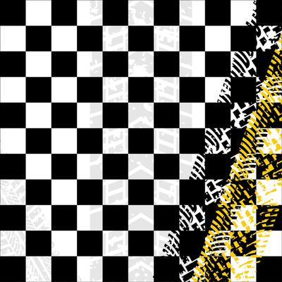 Seamless black and white checkered racing stripes set with different styles of repeating stripes