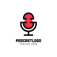 Modern podcast branding showing a microphone icon with a vibrant red gradient vector