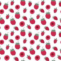 Bright raspberry and flower pattern on a white background showcasing summer s vibrant colors vector