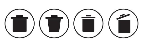 trash can icon in black and white, bin waste , Trash garbage can, Suitable for Web Sites, Books, Cards, Apps. vector