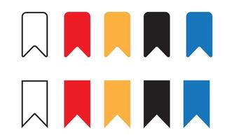 Minimalist Bookmark Icon button Designs in flat color bookmark icon set collection. vector
