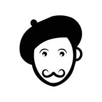 A black and white illustration of a man with a mustache vector