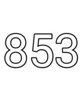 Black and white color numbers 853 png