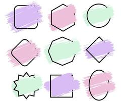 Abstract frame modern shapes brush painted stroke minimalist geometric design vector