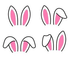 Easter rabbit cartoon ears set collection illustration vector