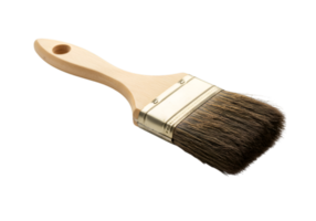Close-up of a paint brush isolated on a transparent background, perfect for creative projects or design mockups and presentations png