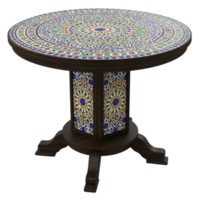 Exquisite Mosaic Table with Intricate Geometric Patterns on Transparent Background png