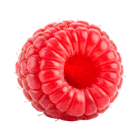 Close-up of a fresh and juicy raspberry with a transparent background, showcasing its vibrant color and intricate texture against emptiness png