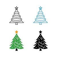 Flat christmas tree icon set. vector