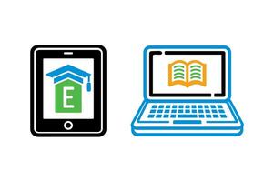 Icon set depicting digital learning tools. vector