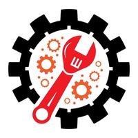 Gear and wrench icon for tools and settings themes. vector