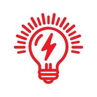 Light bulb with a central lightning bolt inside, symbolizing energy or ideas. vector