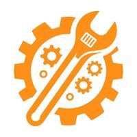 Customizable wrench and gear icon. vector