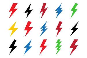 Lightning power colored icon set. vector