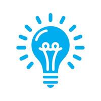 Light bulb icon with radiating lines. vector