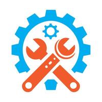 Wrench and gear icon for industrial. vector