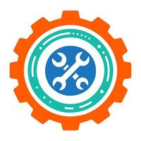 Editable gear with wrench icon. vector