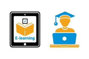 Tablet and laptop icons for digital education. vector