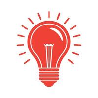 Light bulb icon with stylized filament and radiating lines. vector