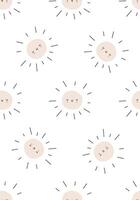 Childish sun pattern. Boho kids sunshine print for nursesy vector