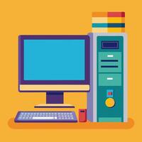 Desktop pc image. Cartoon style picture vector