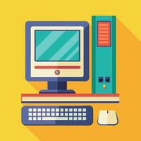 Desktop pc image. Cartoon style. vector