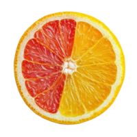 Bright and vibrant slices of orange grapefruit and lemon isolated on a clean Transparent background, orange grapefruit lemon slice isolated on background png