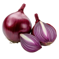 Fresh red onions on a Transparent background ready for culinary use and preparation, sliced red onion on background png