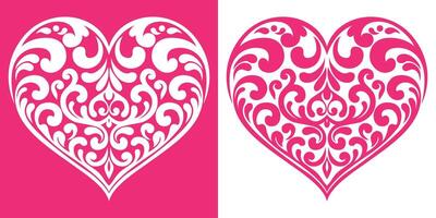 Flourish ornamental heart damask vector