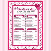 valentine menu template vector