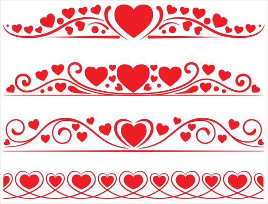 Flourish ornamental borders with hearts
