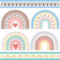 Colorful abstract geometric boho rainbows vector