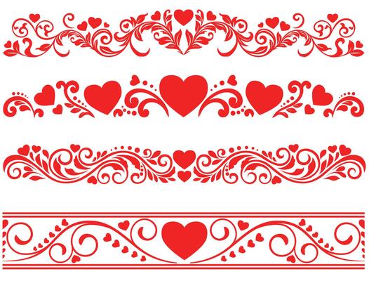 Flourish ornamental border with hearts