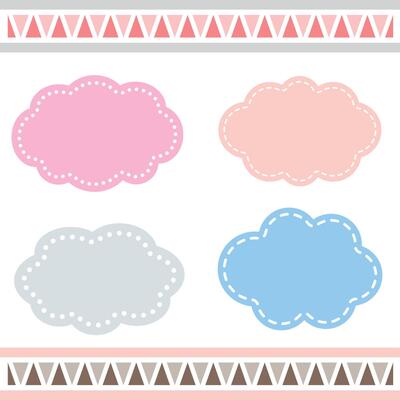 Colorful abstract geometric boho clouds