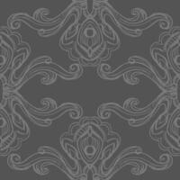Seamless pattern with richly decorated baroque style elements. Engraved damask texture, vintage background. Illustration monochrome color. Repetitive wallpaper for fabric, packaging, invitation vector