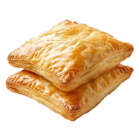 Delicious puff pastry squares isolated on Transparent background showcasing flaky, golden layers and crispy texture, Puff pastry isolated on background png
